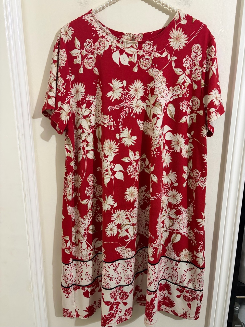J. Jill Red Floral Short Sleeve Mini Dress